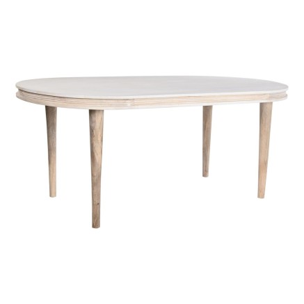 Mesa de Comedor DKD Home Decor Blanco Dorado Latón Madera de mango 18
