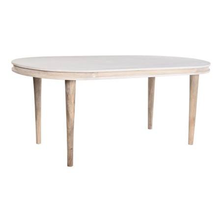 Table de Salle à Manger DKD Home Decor Blanc Doré Laiton Bois de man