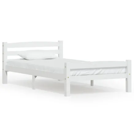 Cadre de lit sans matelas blanc bois de pin massif 90x200 cm 2