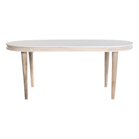 Table de Salle à Manger DKD Home Decor Blanc Doré Laiton Bois de man