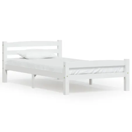 Cadre de lit sans matelas blanc bois de pin massif 100x200 cm