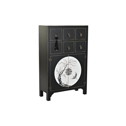 Cajonera DKD Home Decor Negro Dorado Abeto Madera MDF Oriental 63 x 28