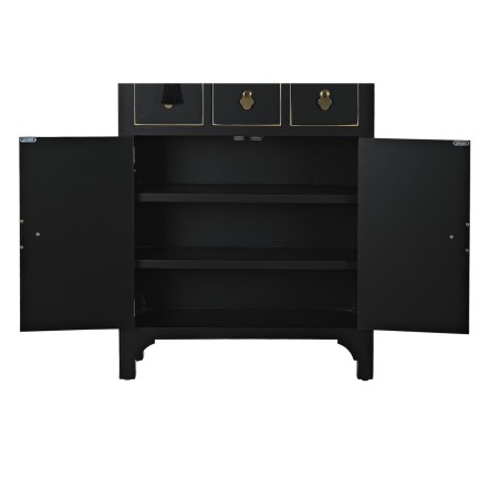 Cajonera DKD Home Decor Negro Dorado Abeto Madera MDF Oriental 63 x 28