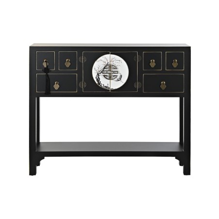 Bijzettafel DKD Home Decor 95 x 26 x 79 cm Spar Zwart Gouden Metaal Wi