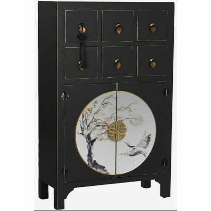 Bijzettafel DKD Home Decor 95 x 26 x 79 cm Spar Zwart Gouden Metaal Wi 2