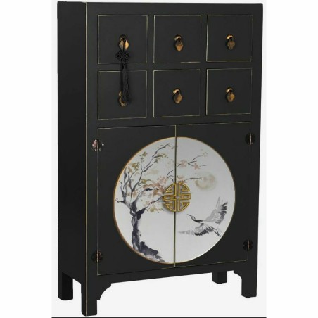 Bijzettafel DKD Home Decor 95 x 26 x 79 cm Spar Zwart Gouden Metaal Wi