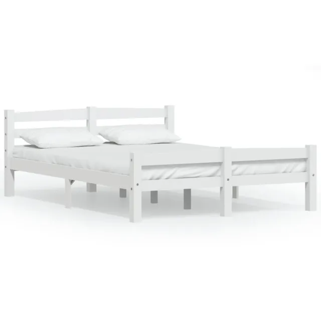 Cadre de lit sans matelas blanc bois de pin massif 140x200 cm