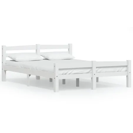 Cadre de lit sans matelas blanc bois de pin massif 140x200 cm