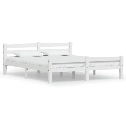 Cadre de lit sans matelas blanc bois de pin massif 160x200 cm 2