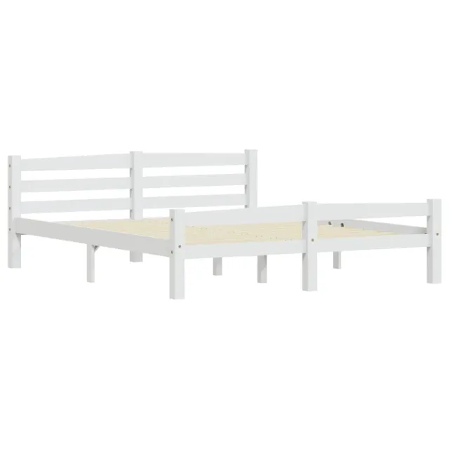 Cadre de lit sans matelas blanc bois de pin massif 160x200 cm