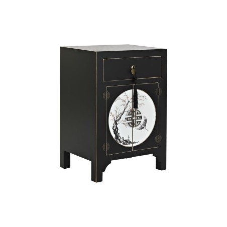 Nachttisch DKD Home Decor Weiß Schwarz Gold Tanne Holz MDF 45 x 36 x