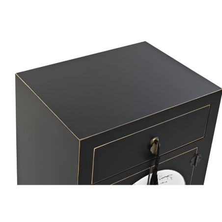 Table de Nuit DKD Home Decor Blanc Noir Doré Sapin Bois MDF 45 x 36 x