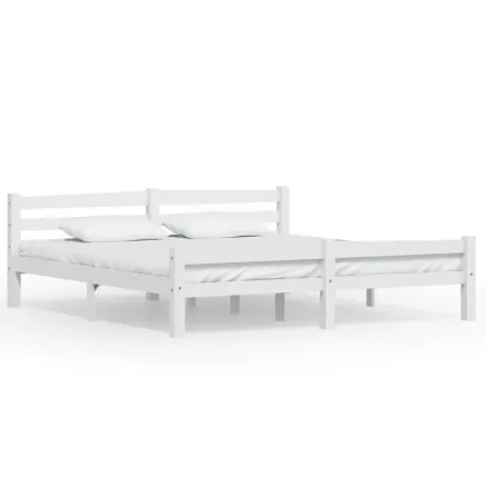 Cadre de lit sans matelas blanc bois massif de pin 180x200 cm 2
