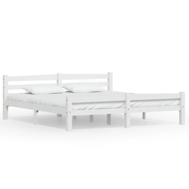 Cadre de lit sans matelas blanc bois massif de pin 180x200 cm
