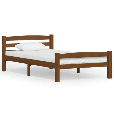 Cadre de lit sans matelas marron miel pin massif 100x200 cm 2