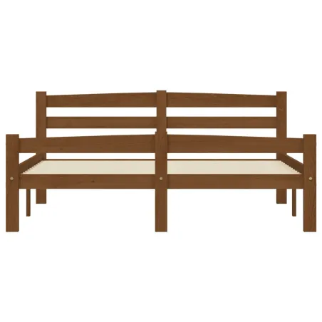 Cadre de lit sans matelas marron miel pin massif 140x200 cm