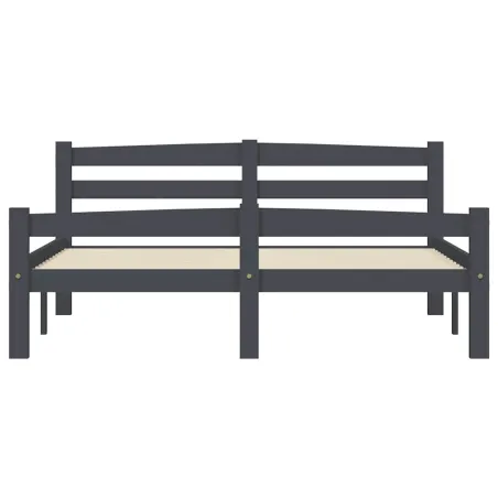 Cadre de lit sans matelas gris foncé pin massif 120x200 cm