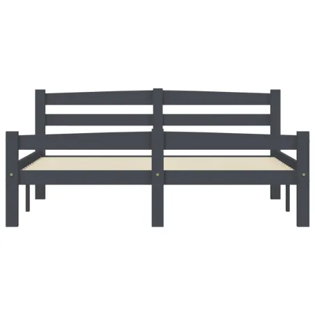 Cadre de lit sans matelas gris foncé pin massif 140x200 cm