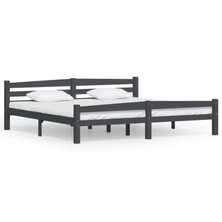 Cadre de lit sans matelas gris foncé pin massif 200x200 cm 2
