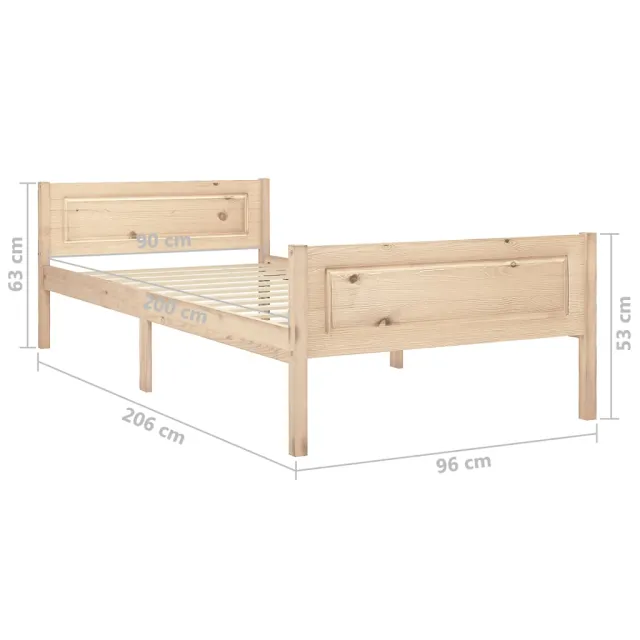 Cadre de lit sans matelas bois de pin massif 90x200 cm