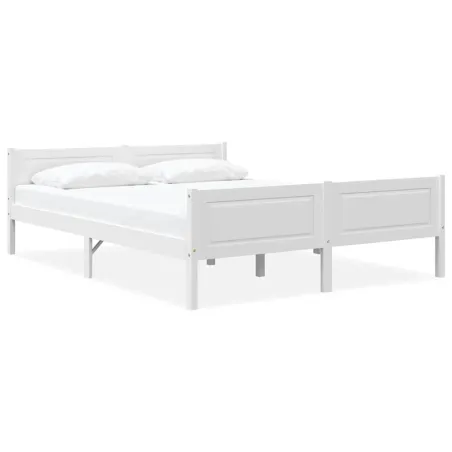 Cadre de lit sans matelas bois de pin massif blanc 120x200 cm