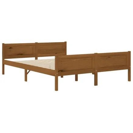 Cadre de lit sans matelas pin massif marron miel 140x200 cm 2