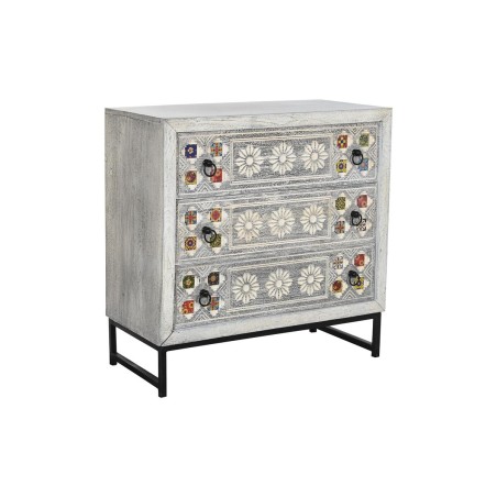 Cassettiera DKD Home Decor Ceramica Grigio Bianco Legno di mango (80 x