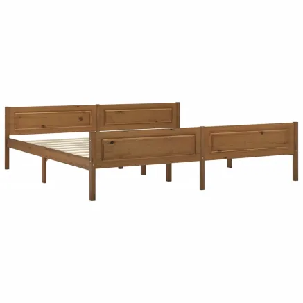 Cadre de lit sans matelas pin massif marron miel 200x200 cm 2