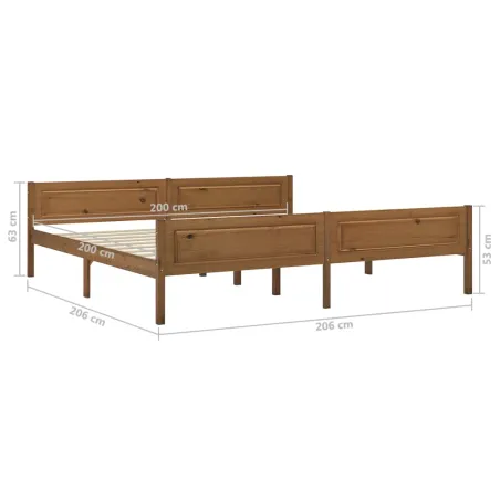 Cadre de lit sans matelas pin massif marron miel 200x200 cm