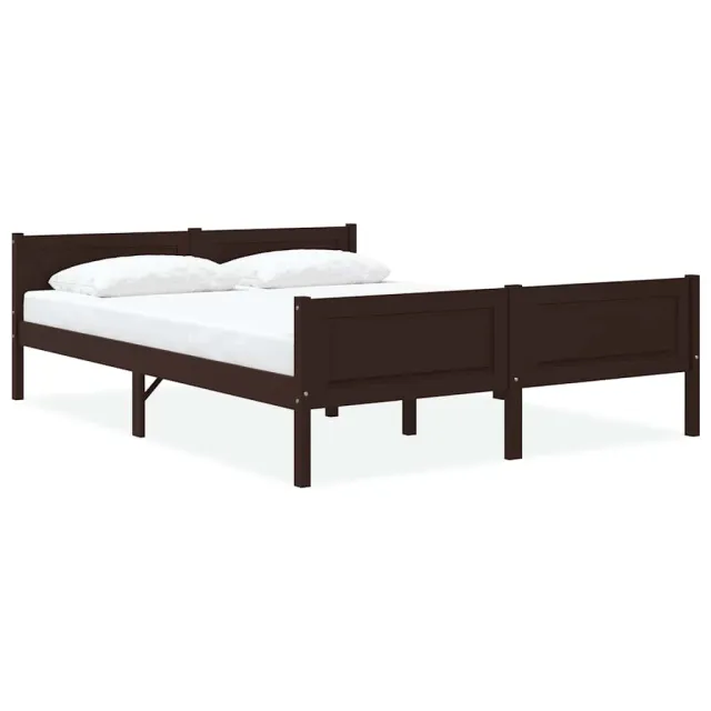 Cadre de lit sans matelas pin massif marron foncé 120x200 cm