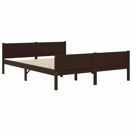 Cadre de lit sans matelas pin massif marron foncé 120x200 cm