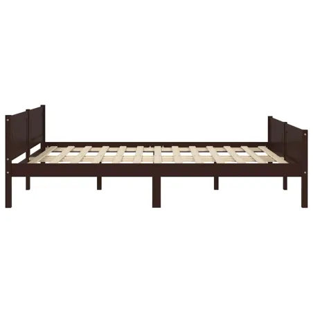 Cadre de lit sans matelas pin massif marron foncé 120x200 cm