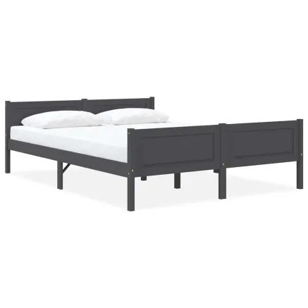 Cadre de lit sans matelas bois de pin massif gris 120x200 cm