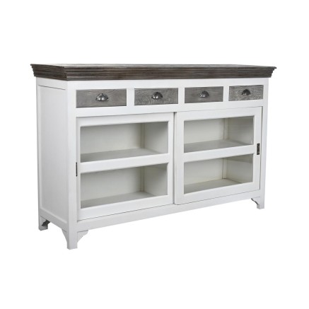 Aparador DKD Home Decor Blanco Gris Marrón oscuro Cristal Madera de m