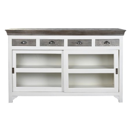 Buffet DKD Home Decor Blanc Gris Brun foncé Verre Bois de manguier 16