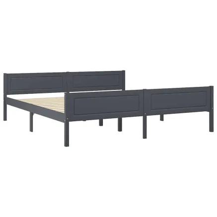 Cadre de lit sans matelas bois massif de pin gris 180x200 cm 2