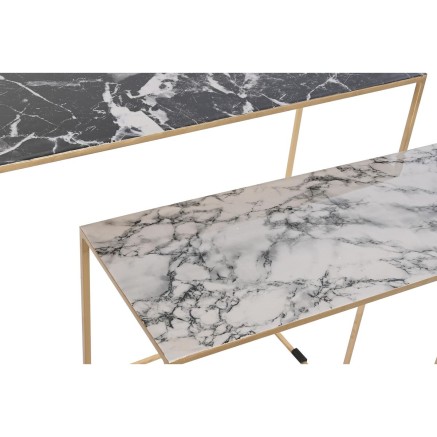 Set of 2 tables DKD Home Decor White Black Golden 100 x 28 x 80 cm 2