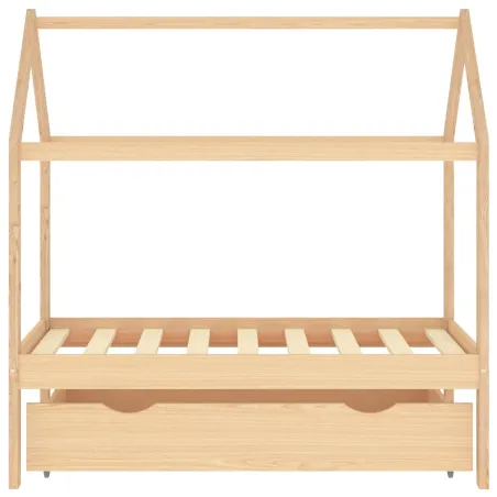 Cadre de lit d'enfant avec tiroir Bois de pin massif 70x140 cm