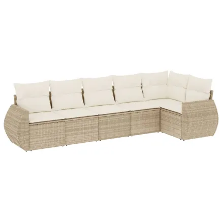 Salon de jardin avec coussins 6 pcs beige résine tressée 2