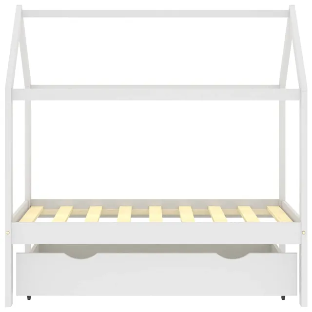 Cadre de lit d'enfant avec un tiroir Blanc Pin massif 70x140 cm