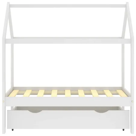 Cadre de lit d'enfant avec un tiroir Blanc Pin massif 70x140 cm