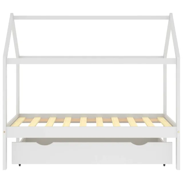 Cadre de lit enfant avec tiroir blanc bois pin massif 80x160 cm