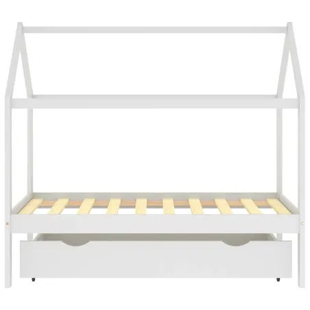 Cadre de lit enfant avec tiroir blanc bois pin massif 80x160 cm