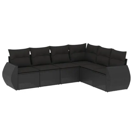 Salon de jardin 6 pcs avec coussins noir résine tressée 2