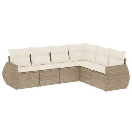Salon de jardin avec coussins 6 pcs beige résine tressée 2
