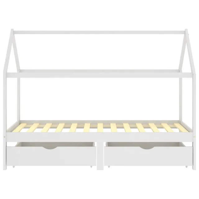Cadre de lit d'enfant avec tiroirs Blanc Pin massif 90x200 cm