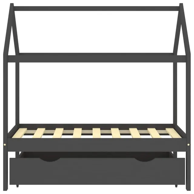 Cadre de lit d'enfant avec un tiroir Gris foncé Pin 70x140 cm