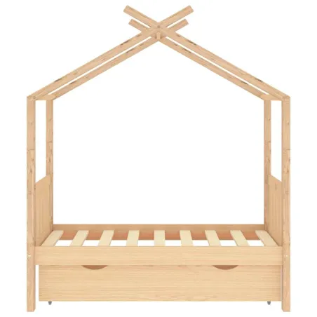 Cadre de lit d'enfant avec tiroir bois de pin massif 70x140 cm