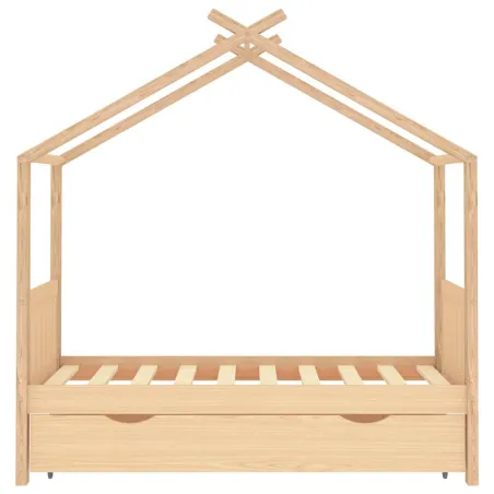 Cadre de lit enfant avec tiroir bois de pin massif 80x160 cm