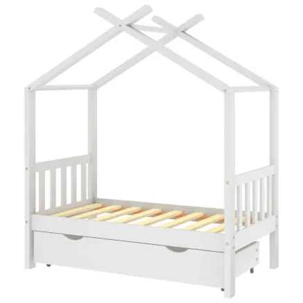 Cadre de lit enfant avec tiroir blanc pin massif 70x140 cm 2